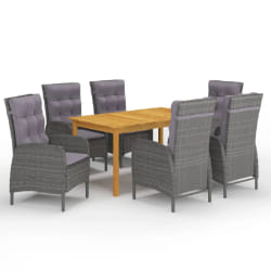 vidaXL Ensemble à manger de jardin 7 pcs Gris