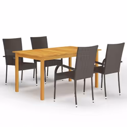 vidaXL Ensemble à manger de jardin 5 pcs Marron - TU
