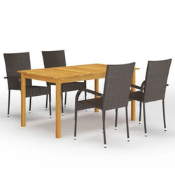 vidaXL Ensemble à manger de jardin 5 pcs Marron - TU