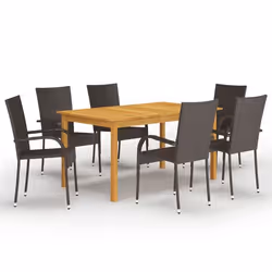 vidaXL Ensemble à manger de jardin 7 pcs Marron - TU