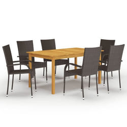 vidaXL Ensemble à manger de jardin 7 pcs Marron - TU
