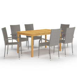 vidaXL Ensemble à manger de jardin 7 pcs Gris - TU