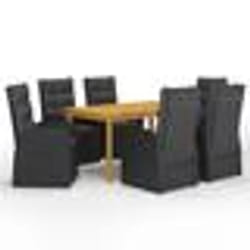vidaXL Ensemble à manger de jardin 7 pcs Noir - TU