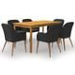 vidaXL Ensemble à manger de jardin 7 pcs Noir - TU
