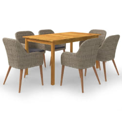 vidaXL Ensemble à manger de jardin 7 pcs Marron - TU