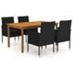 vidaXL Ensemble à manger de jardin 5 pcs Noir - TU