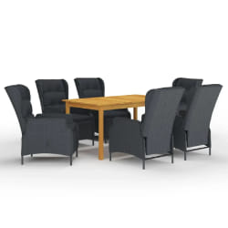 vidaXL Ensemble à manger de jardin 7 pcs Gris foncé - TU