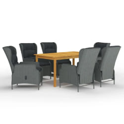 vidaXL Ensemble à manger de jardin 7 pcs Gris clair - TU
