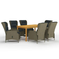 vidaXL Ensemble à manger de jardin 7 pcs Marron - TU