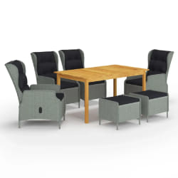 vidaXL Ensemble à manger de jardin 7 pcs Gris clair - TU