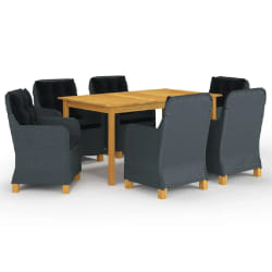 vidaXL Ensemble à manger de jardin 7 pcs Gris foncé - TU