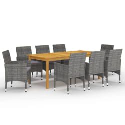 vidaXL Ensemble à manger de jardin 9 pcs Gris - TU