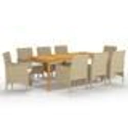 vidaXL Ensemble à manger de jardin 9 pcs Beige - TU