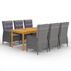 vidaXL Ensemble à manger de jardin 7 pcs Gris