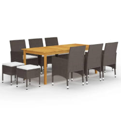 VIDAXL Ensemble à manger de jardin 11 pcs - Marron