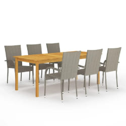vidaXL Ensemble à manger de jardin 7 pcs Gris - TU