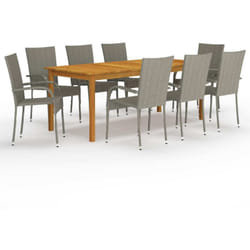 Vidaxl - Ensemble de salle à manger de jardin 9 pcs Gris