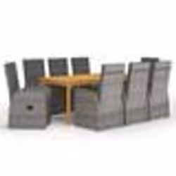 vidaXL Ensemble à manger de jardin 9 pcs Gris - TU