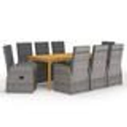 vidaXL Ensemble à manger de jardin 9 pcs Gris - TU