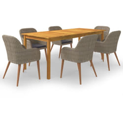 Vidaxl - Ensemble à manger de jardin 7 pcs Marron