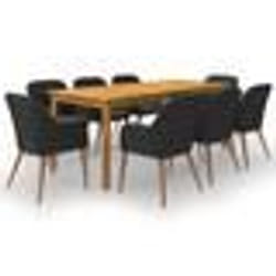 vidaXL Ensemble à manger de jardin 9 pcs Noir - TU