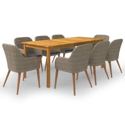 vidaXL Ensemble à manger de jardin 9 pcs Marron - TU
