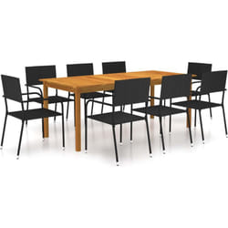 Vidaxl - Ensemble de salle à manger de jardin 9 pcs Noir