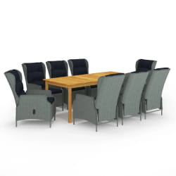 vidaXL Ensemble à manger de jardin 9 pcs Gris clair - TU
