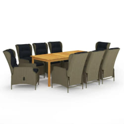 vidaXL Ensemble à manger de jardin 9 pcs Marron - TU