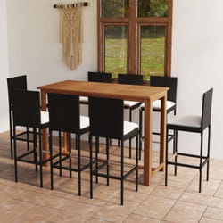 Vidaxl - Ensemble de bar de jardin avec coussins 9 pcs Noir