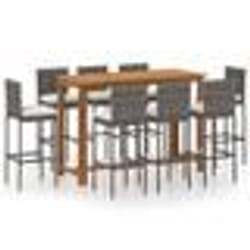 vidaXL Ensemble de bar de jardin avec coussins 9 pcs Gris - TU