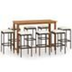 vidaXL Ensemble de bar de jardin avec coussins 9 pcs Noir - TU