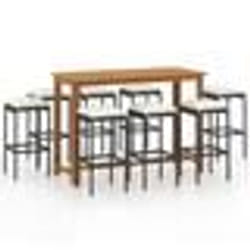 vidaXL Ensemble de bar de jardin avec coussins 9 pcs Noir - TU