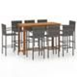 vidaXL Ensemble de bar de jardin 9 pcs Gris - TU