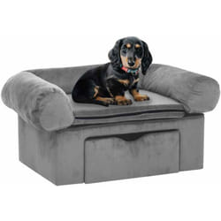 Canapé pour chien avec tiroir Gris 75x50x38 cm Peluche Vidaxl