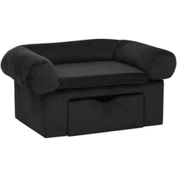 Canapé pour chien avec tiroir Noir 75x50x38 cm Peluche Vidaxl