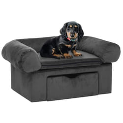 Canapé pour chien avec tiroir Gris foncé 75x50x38 cm Peluche - Vidaxl