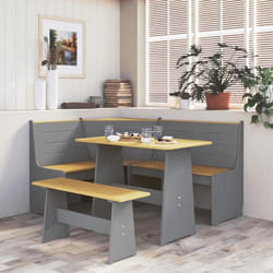 vidaXL Table à manger et banc REINE marron miel gris bois pin solide - TU