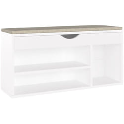 Banc à chaussures coussin Blanc 104x30x49 cm Bois d'ingénierie Vidaxl