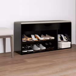 vidaXL Banc à chaussures et coussin Noir 104x30x49cm Bois d'ingénierie - TU
