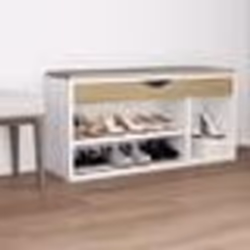 vidaXL Banc à chaussures et coussin blanc chêne sonoma bois ingénierie - TU