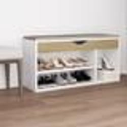 vidaXL Banc à chaussures et coussin blanc chêne sonoma bois ingénierie - TU