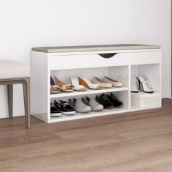 Vidaxl - Banc à chaussures avec coussin Blanc brillant Bois d'ingénierie