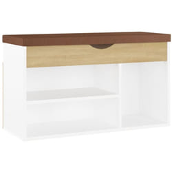 Banc à chaussures et coussin Blanc chêne sonoma Bois ingénierie Vidaxl