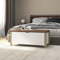 Boîte de rangement et coussin Blanc/chêne 105x40x45cm Aggloméré vidaXL