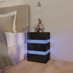 Table de chevet à led noir brillant 45x35x67 cm bois ingénierie Vidaxl