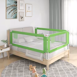 vidaXL Barrière de sécurité de lit d'enfant Vert 150x25 cm Tissu - TU