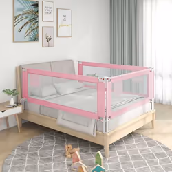vidaXL Barrière de sécurité de lit d'enfant Rose 160x25 cm Tissu - TU