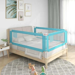 vidaXL Barrière de sécurité de lit d'enfant Bleu 200x25 cm Tissu - TU
