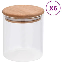vidaXL Pots de conservation en verre couvercle en bambou 6 pcs 600 ml